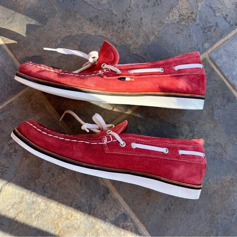 Allen Edmonds Mens Red Boat Shoes, Moccasins, Topsider,  loafer Slip on Size 13 - Picture 9 of 10